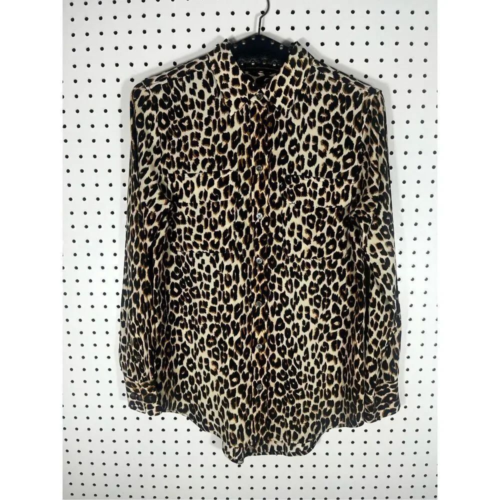 Equipment Femme leopard print silk blouse size XS